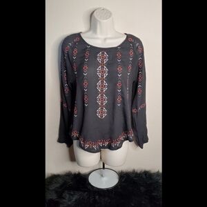 Lush Embroidered Long Sleeve Blouse